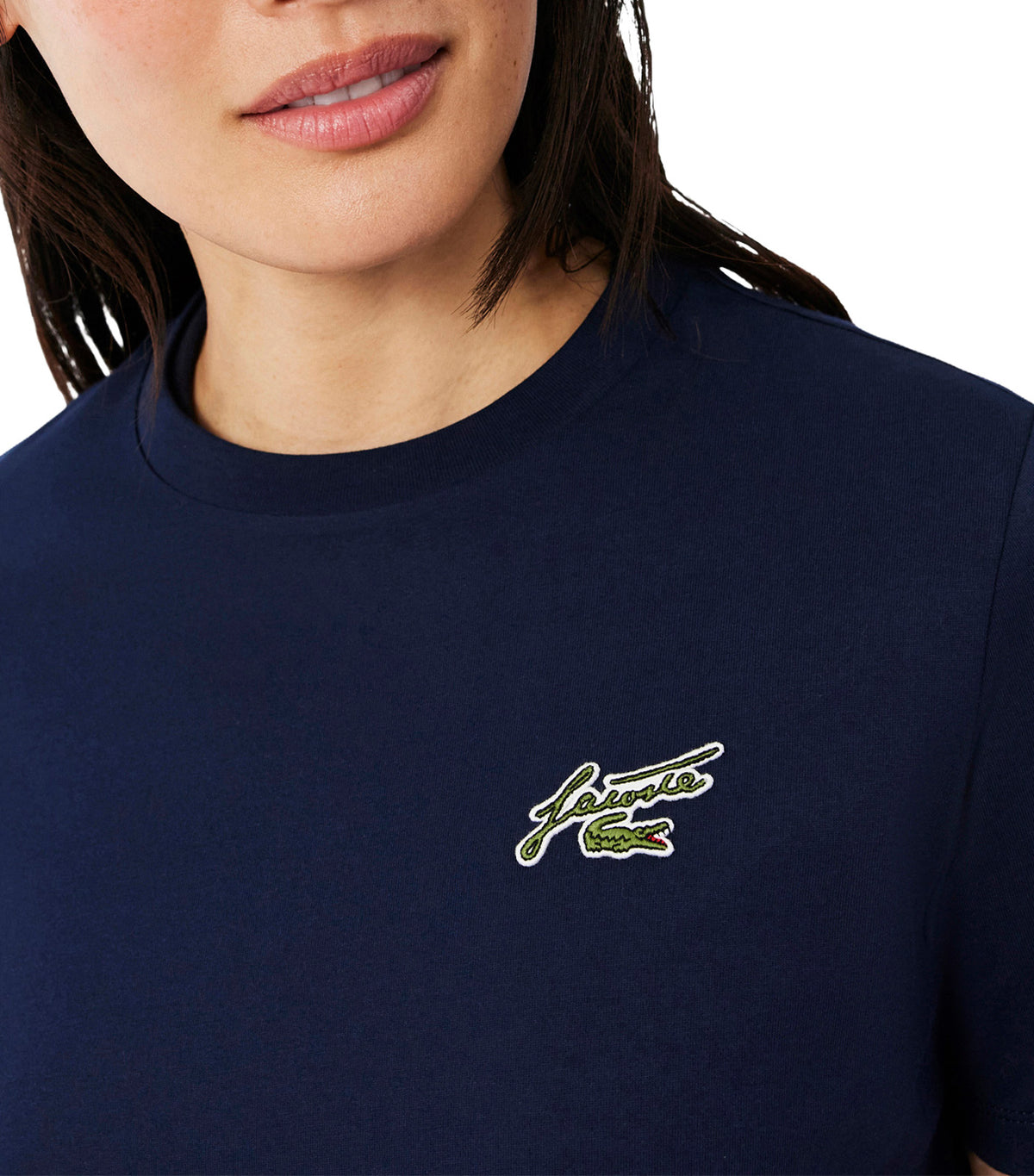 Relaxed Fit Badge Accent Cotton T-Shirt Navy Blue
