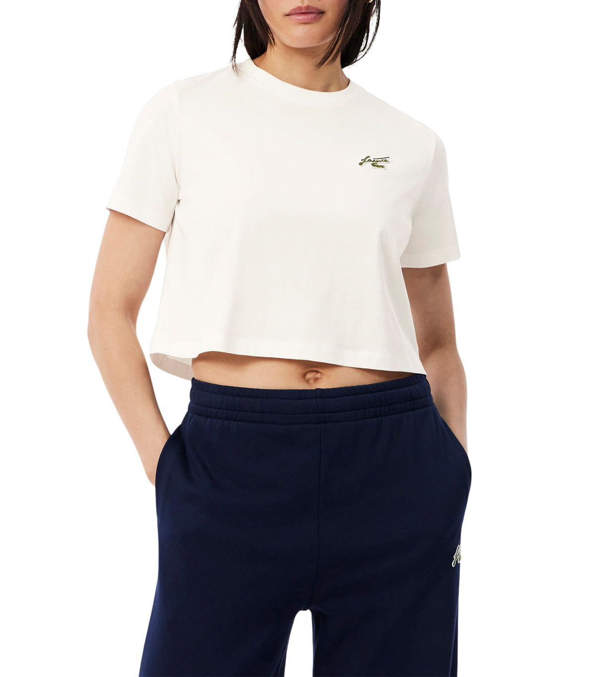 Relaxed Fit Badge Accent Cotton T-Shirt Flour