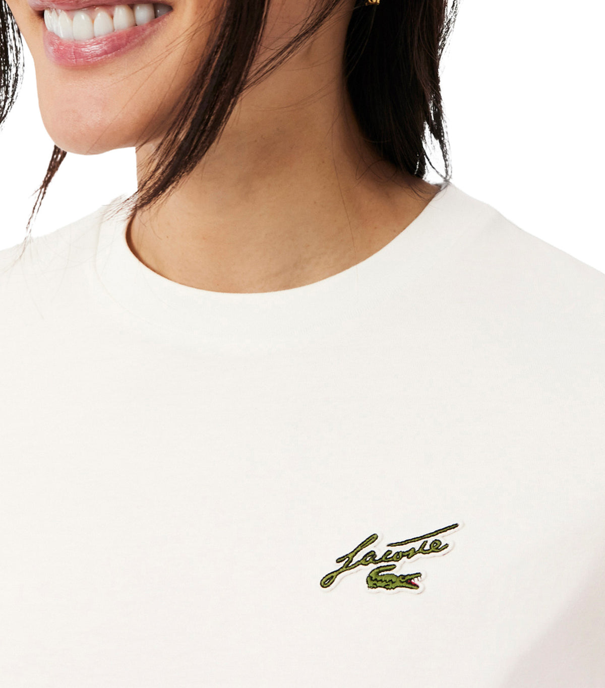 Relaxed Fit Badge Accent Cotton T-Shirt Flour
