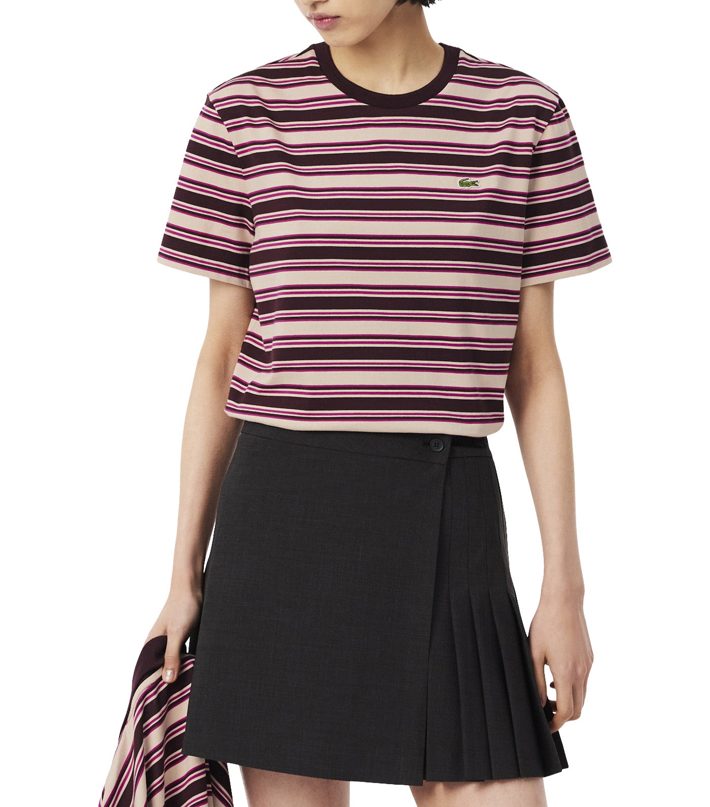Striped Jersey T-Shirt Oxalis/Sisal-Rubine Red