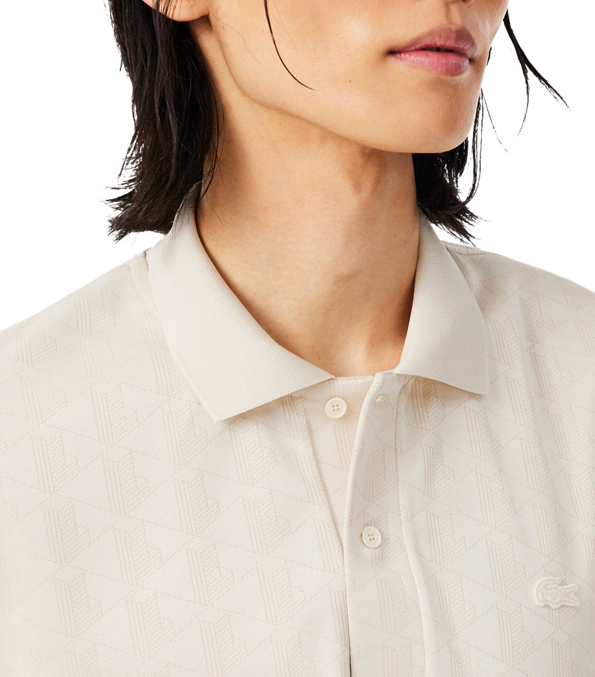 Classic Fit Monogram Jacquard Polo Shirt Mother Of Pearl