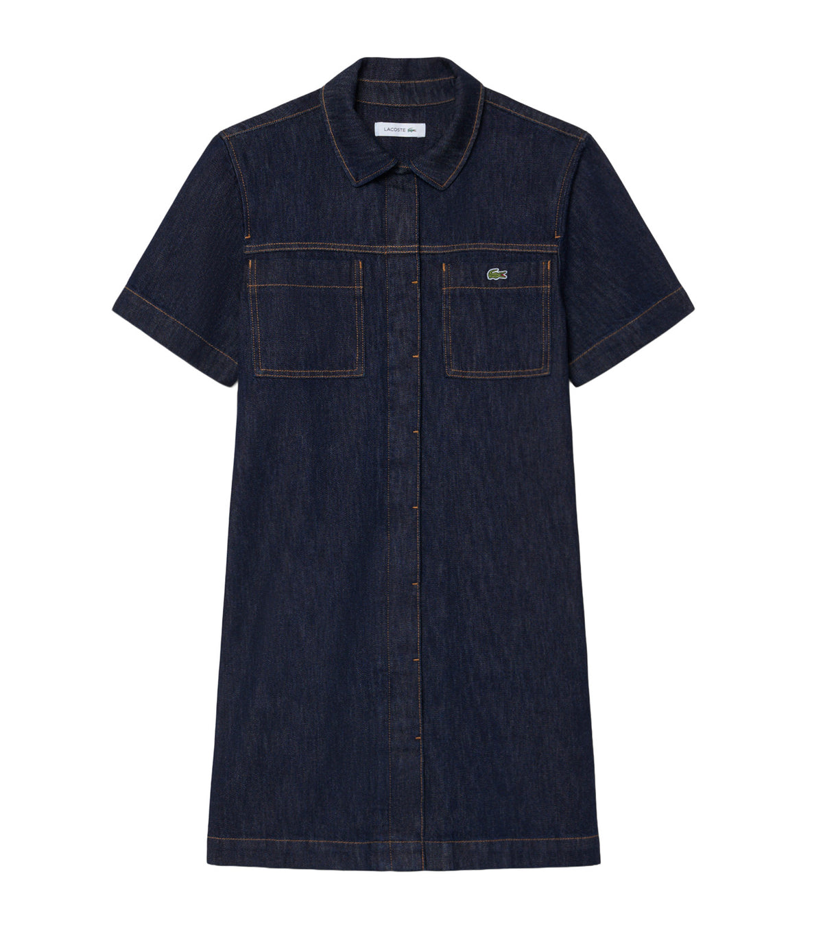 Short Sleeved Denim Dress Rinse Blue