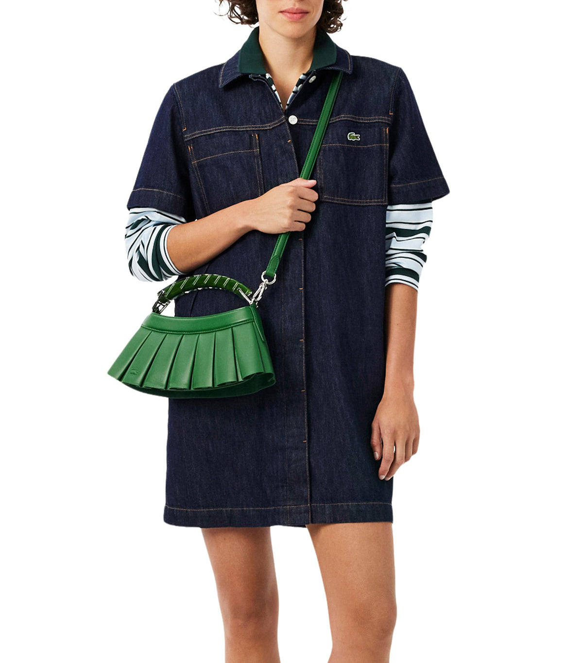 Short Sleeved Denim Dress Rinse Blue