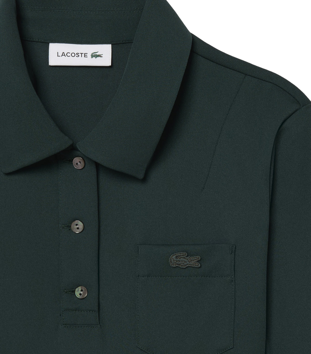 Pleated Fluid Jersey Polo Collar Dress Sinople