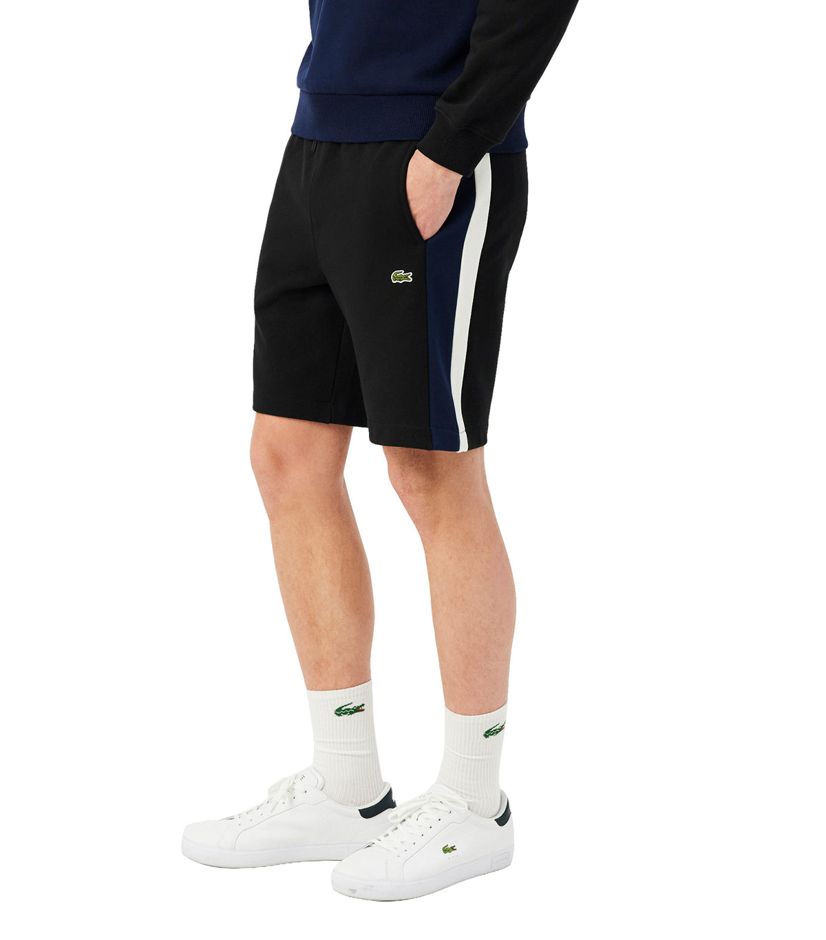 Regular Fit Color-Block Cotton Shorts Black/Navy Blue