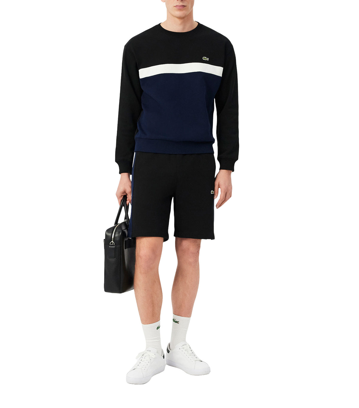 Regular Fit Color-Block Cotton Shorts Black/Navy Blue