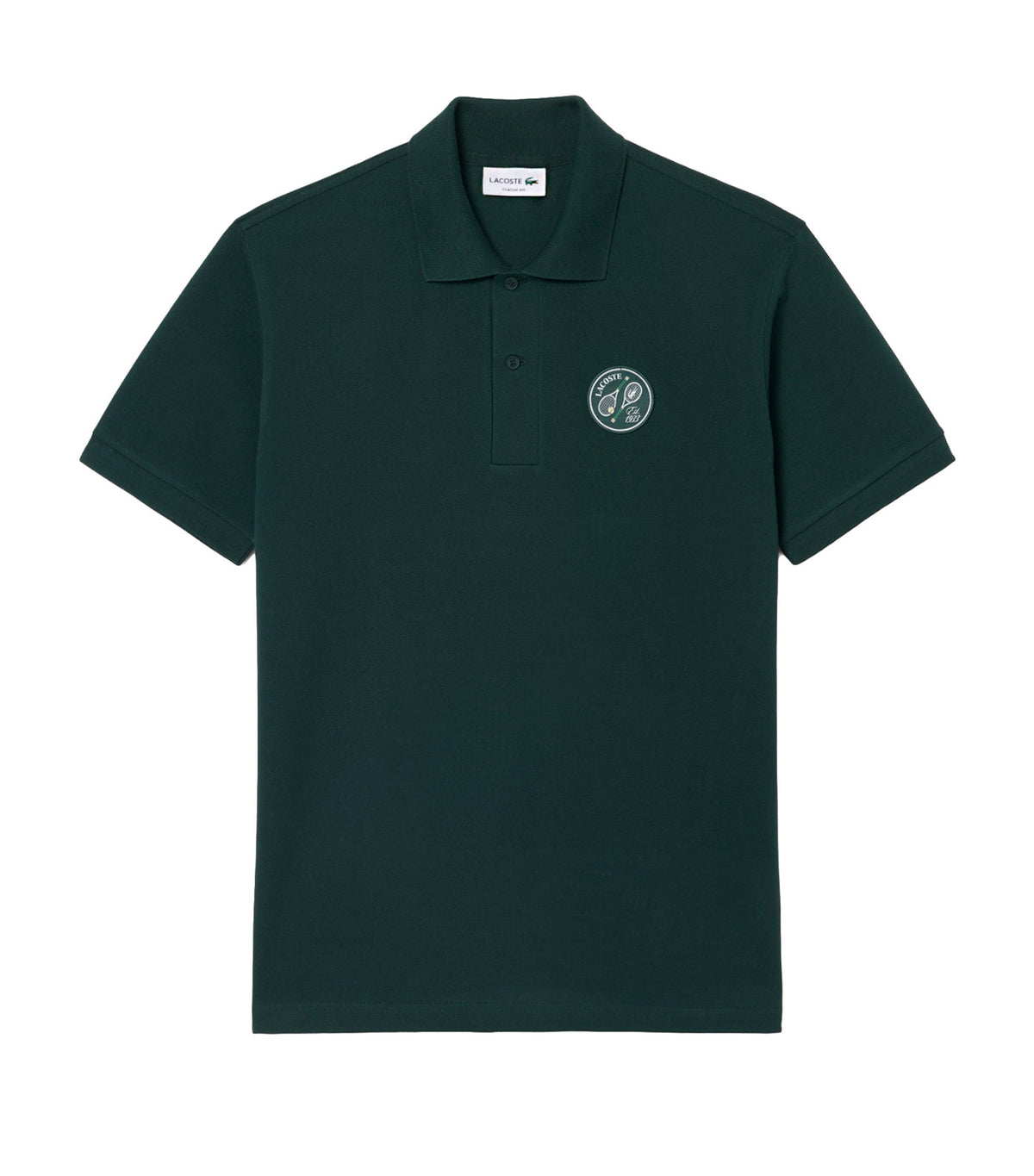 Classic Fit Badge Accent Petit Piqué Polo Shirt Forest Green