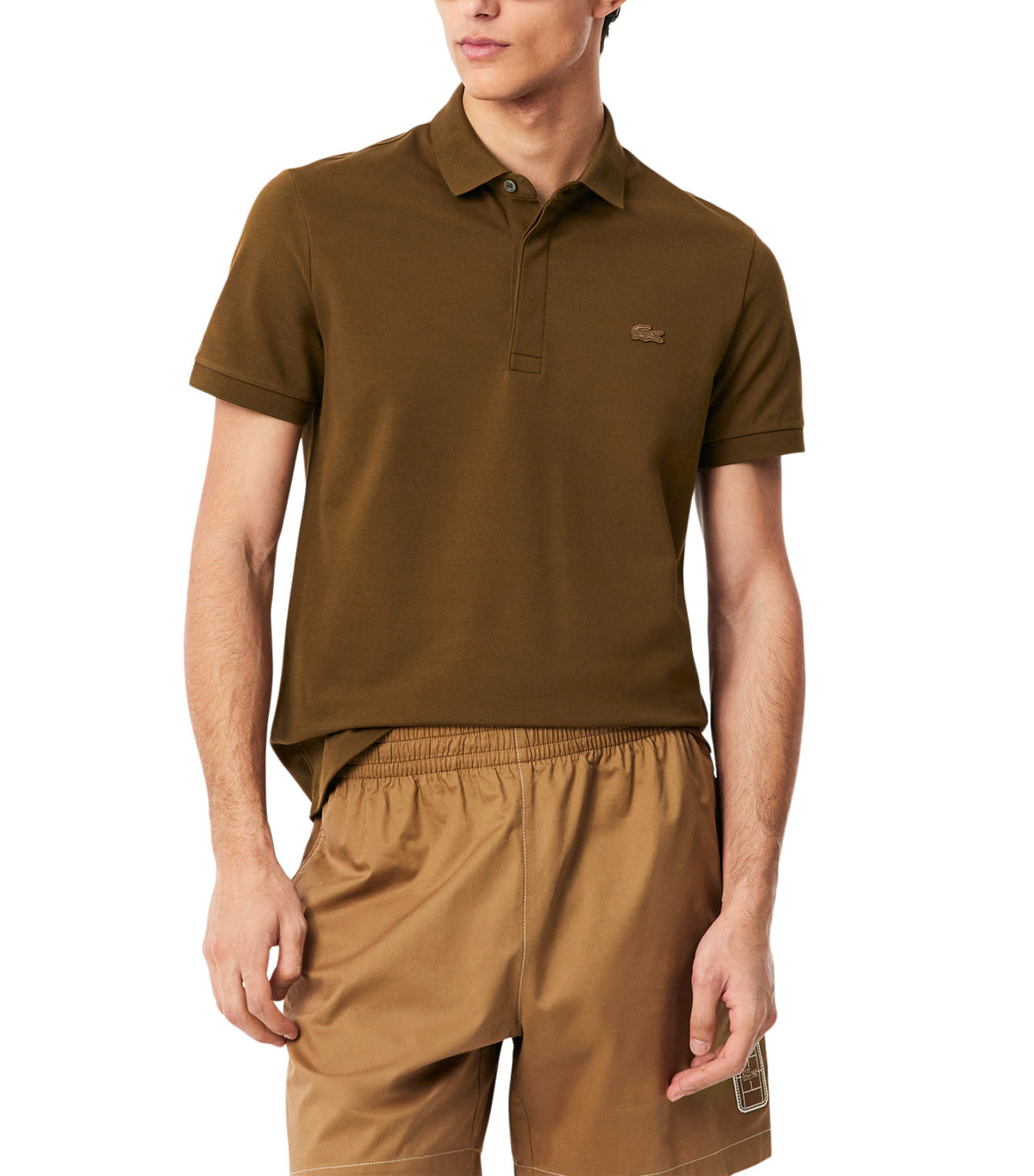 Smart Paris Stretch Cotton Pique Polo Shirt Mascara Brown