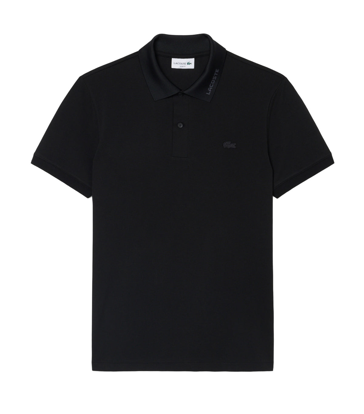 Slim Fit Jacquard Branded Piqué Polo Shirt Black