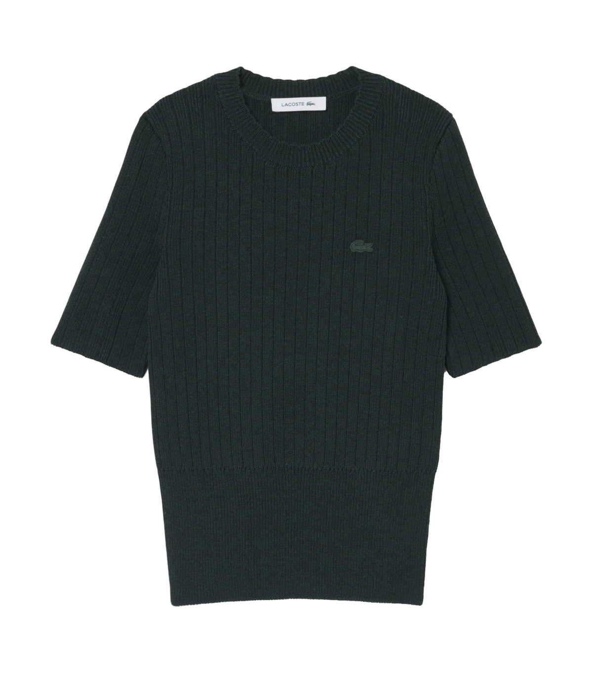 Short Sleeved Ribbed Cotton Sweater Sinople