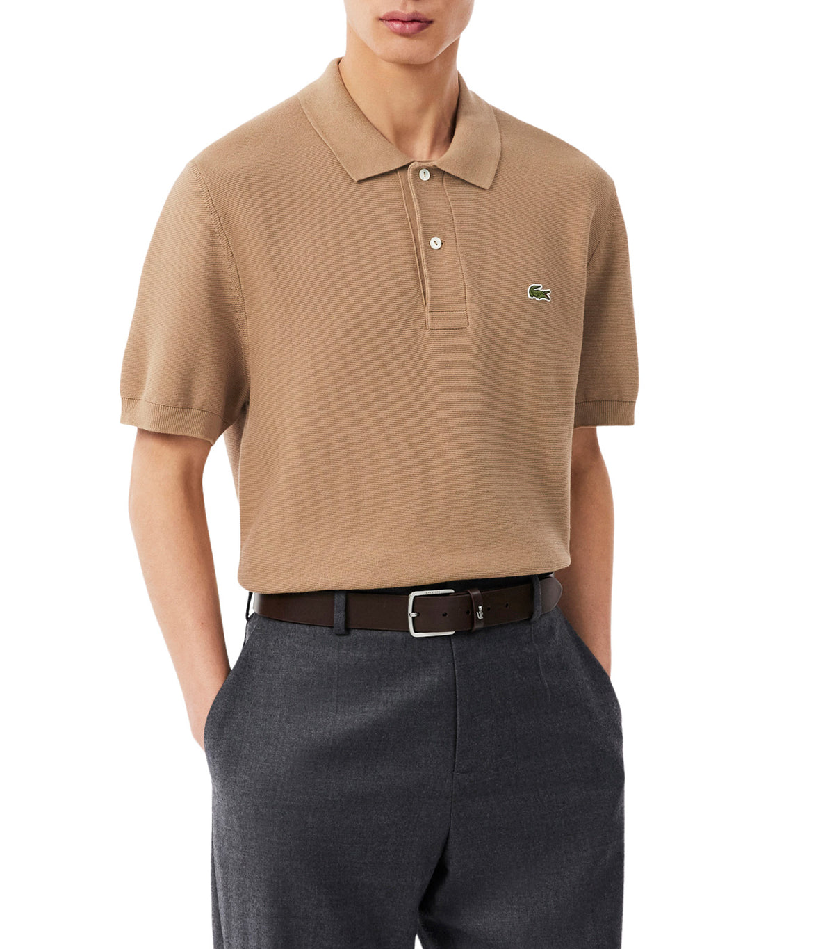 Classic Fit Knitted Polo Shirt Cookie