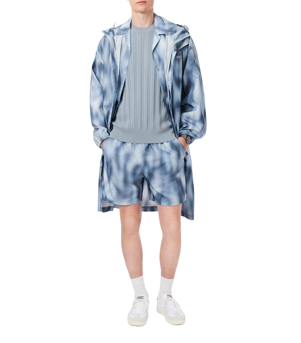 Fluid Ribbed Short Sleeved Sweater Gray