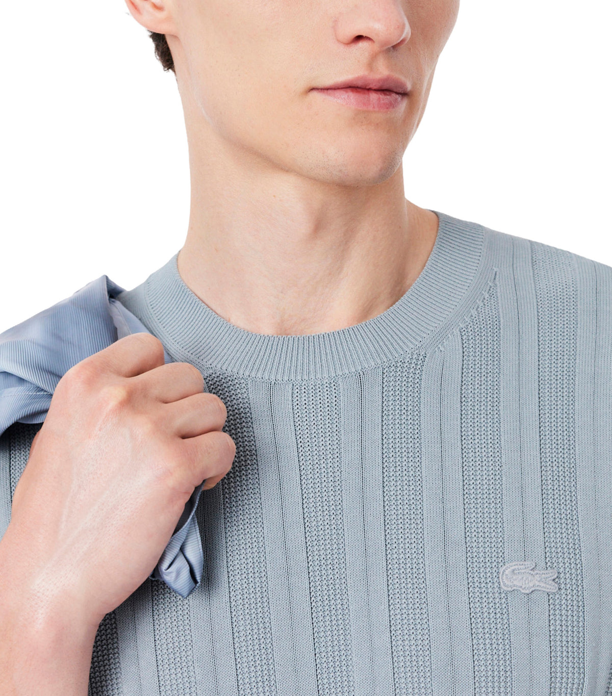 Fluid Ribbed Short Sleeved Sweater Gray