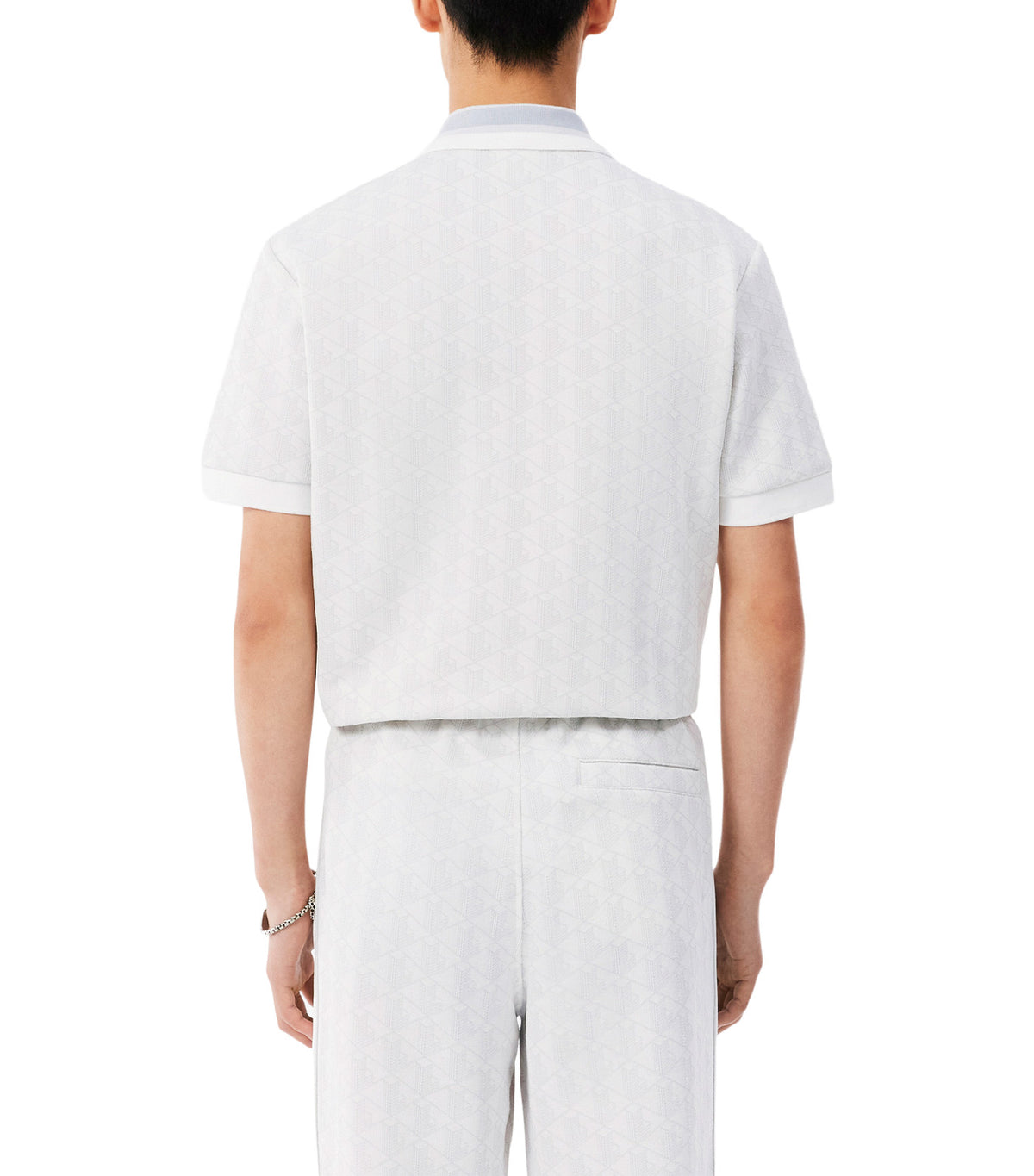 Classic Fit Contrast Collar Monogram Motif Polo Shirt Gray/White