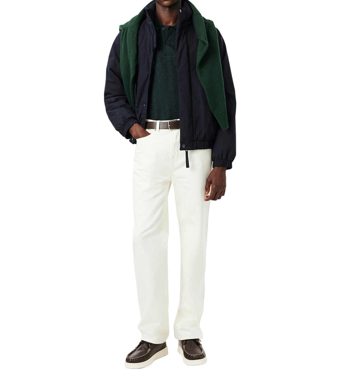 Classic Fit Contrast Collar Monogram Motif Polo Shirt Dark Green/Green