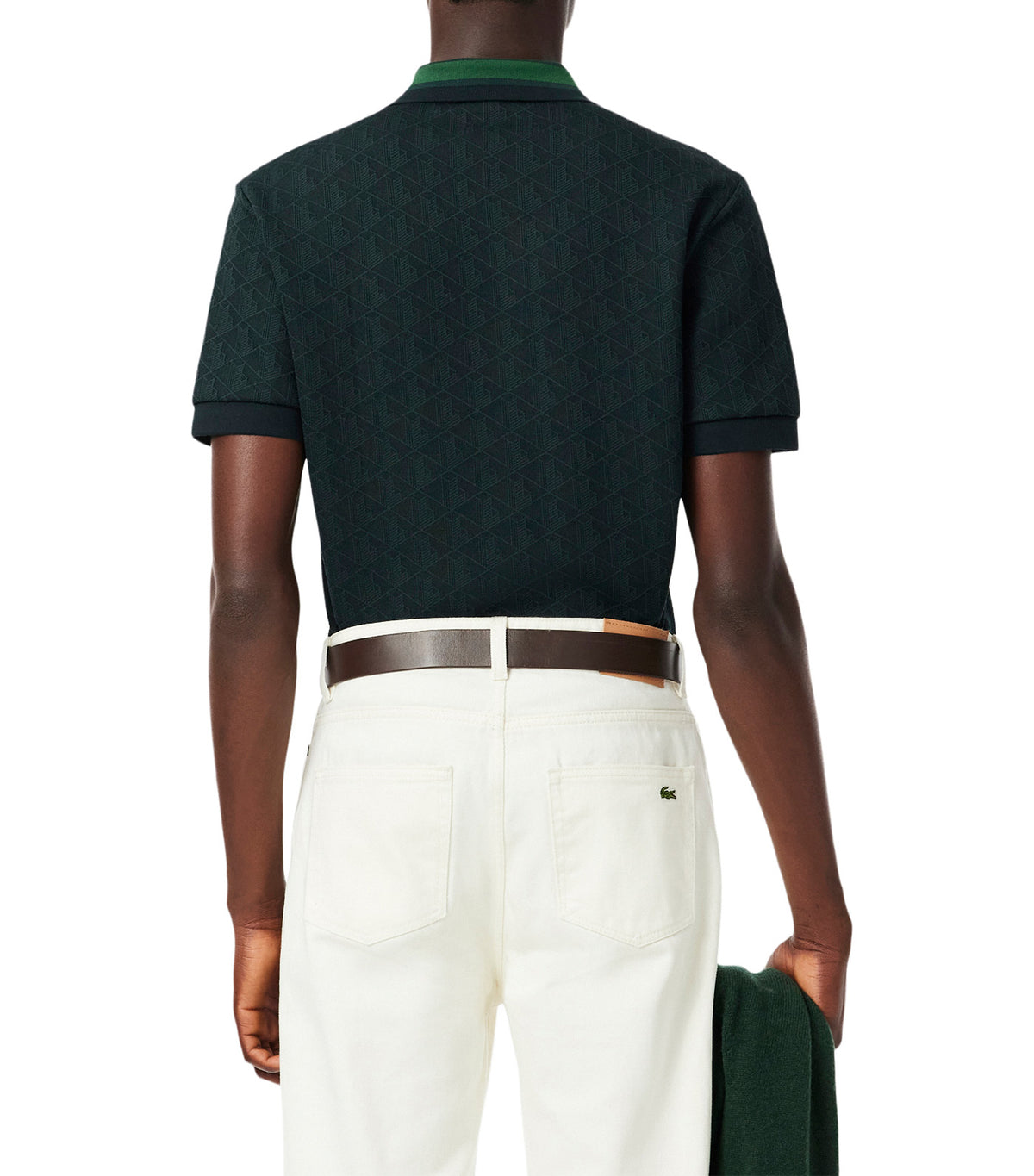 Classic Fit Contrast Collar Monogram Motif Polo Shirt Dark Green/Green