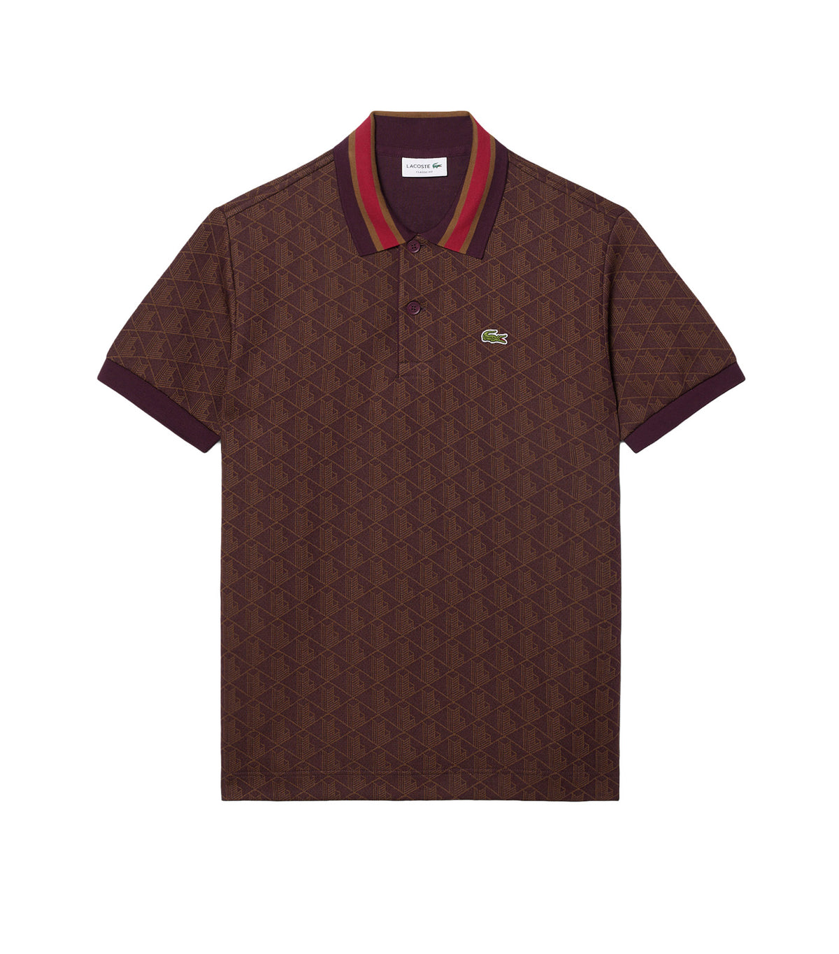 Classic Fit Contrast Collar Monogram Motif Polo Shirt Brown