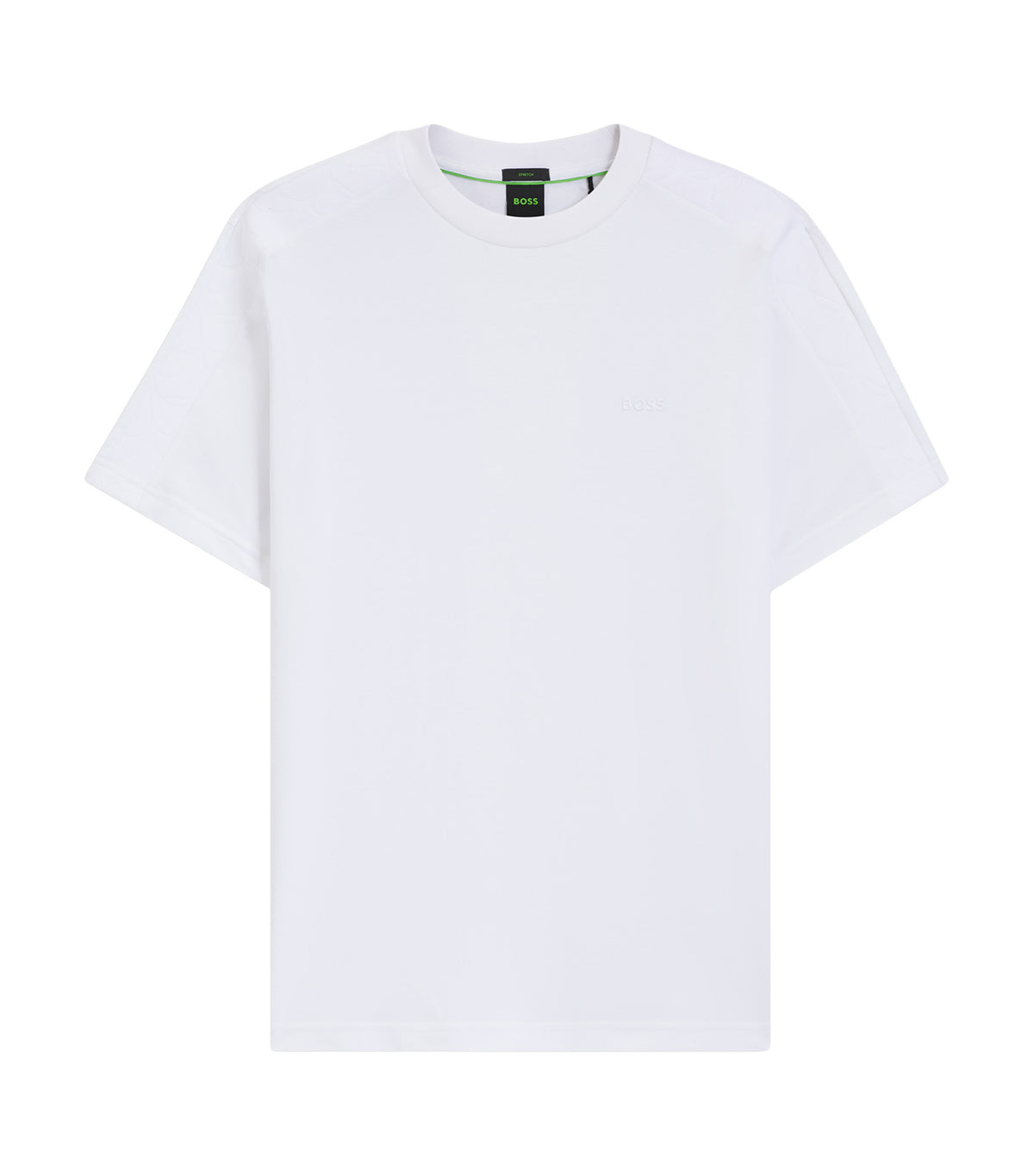 BOSS Stretch-Cotton T-Shirt with Jacquard Tape White
