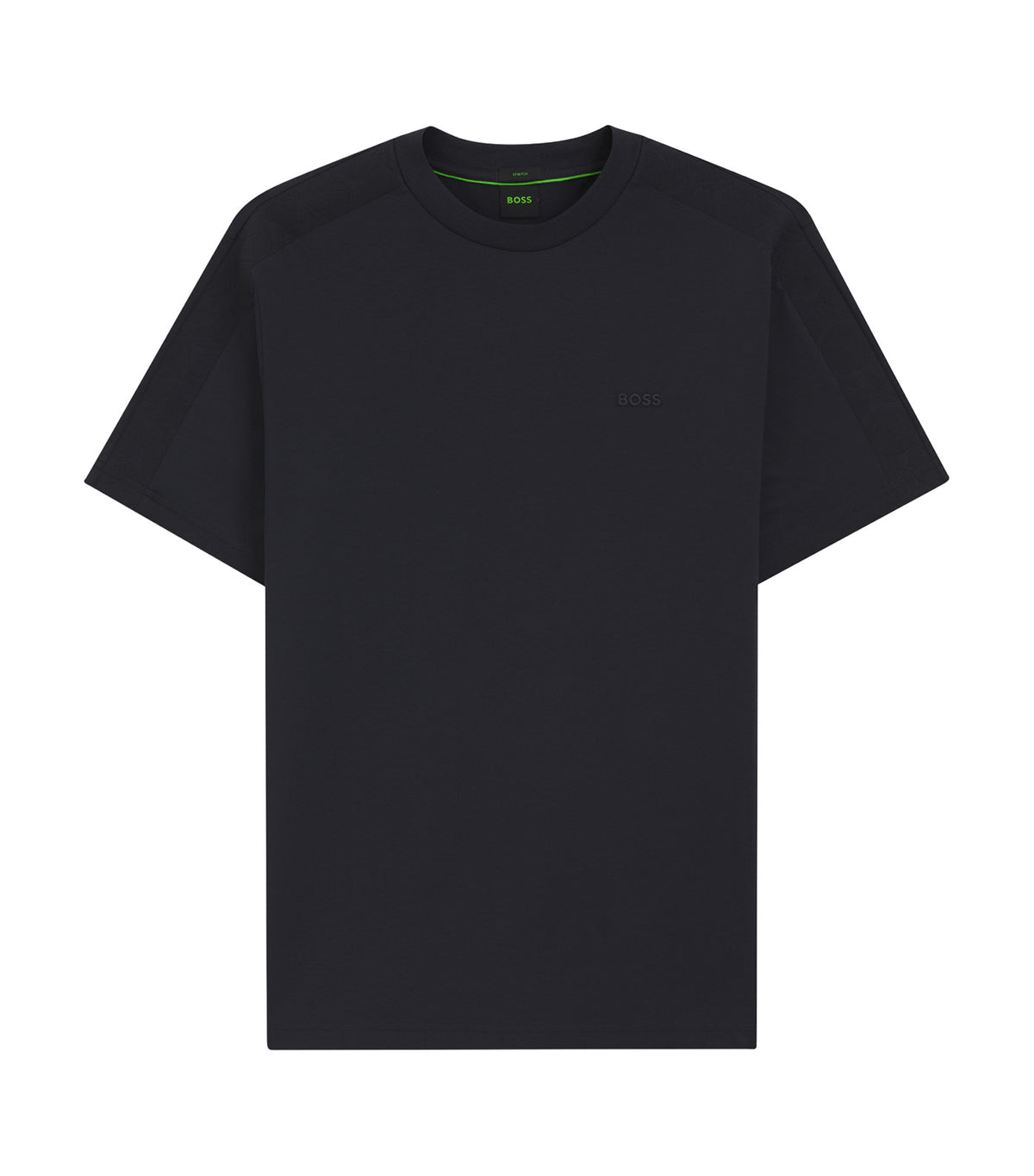 Stretch-Cotton T-Shirt with Jacquard Tape Dark Blue