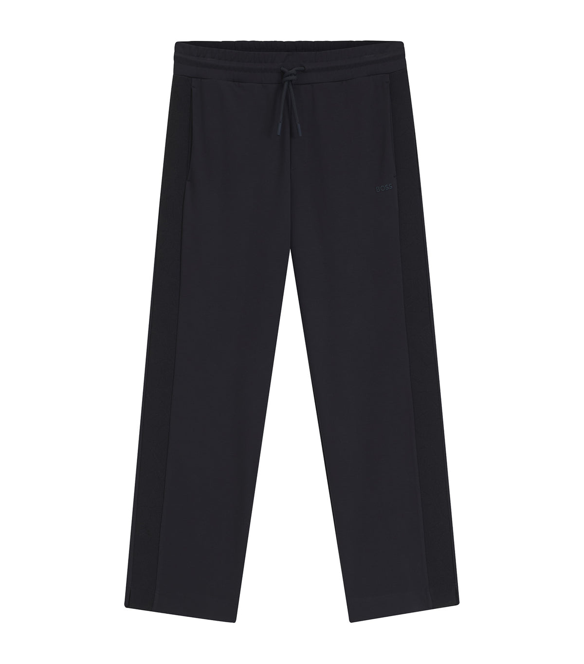 Regular-Fit Jersey Trousers with Jacquard Tape Dark Blue