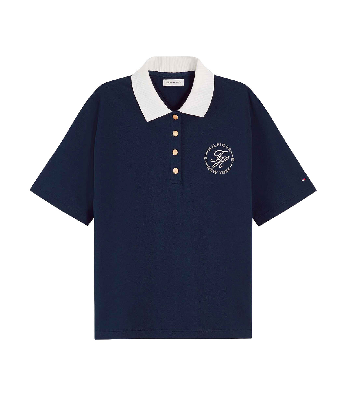 Women's Breton Collar SS Polo Dark Night Navy