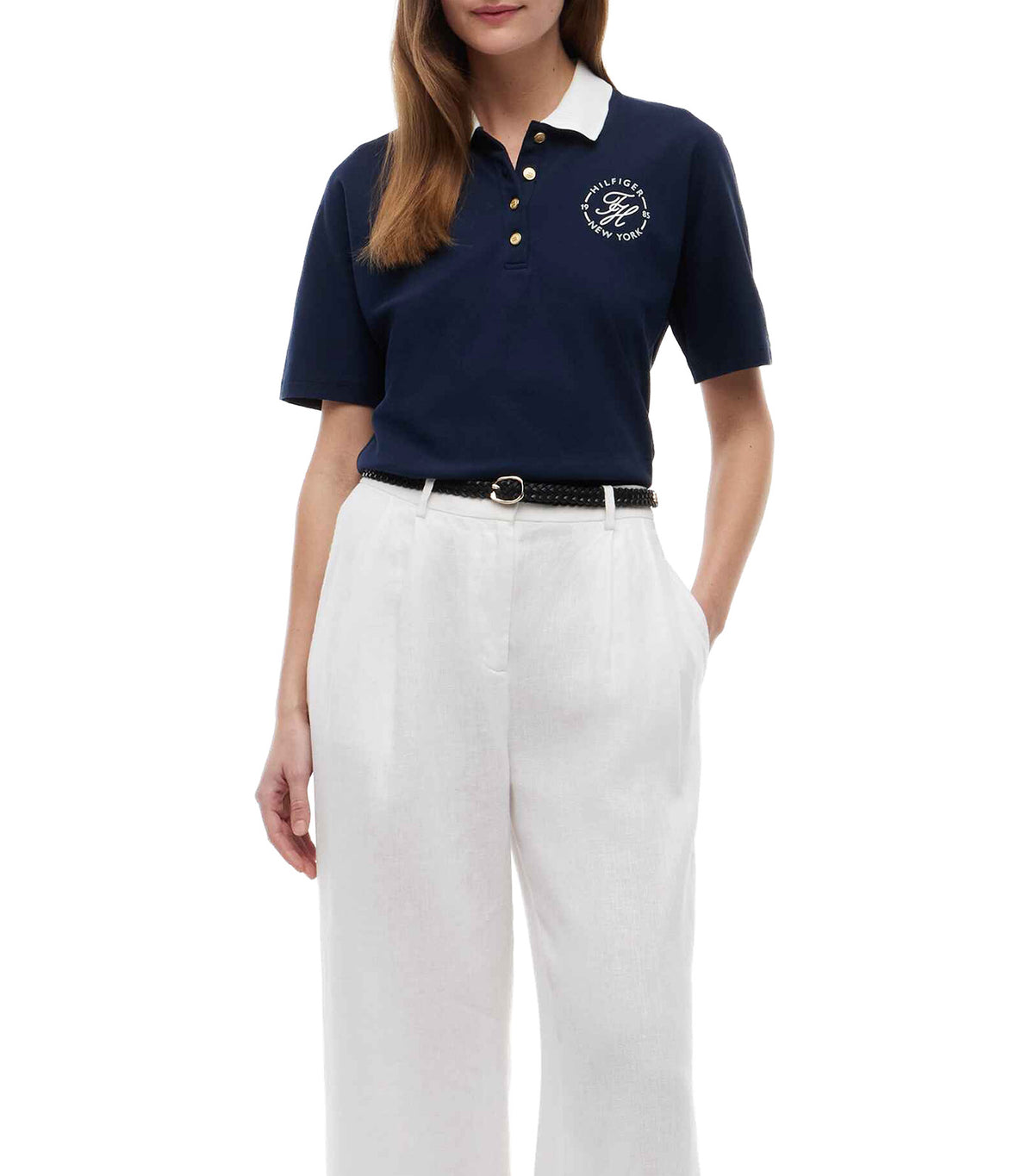Women's Breton Collar SS Polo Dark Night Navy