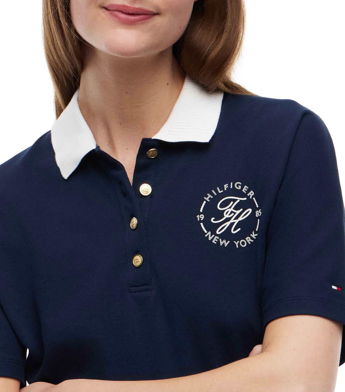 Women's Breton Collar SS Polo Dark Night Navy