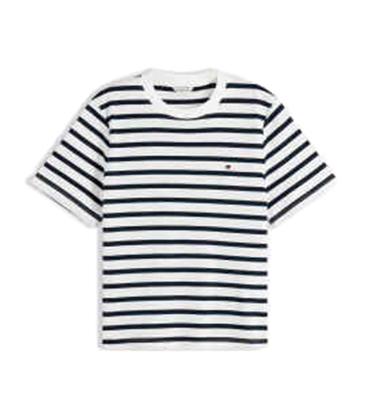 Women's Interlock Boxy Crew SS Neck Tee Breton Stripe Ecru/Dark Night Navy