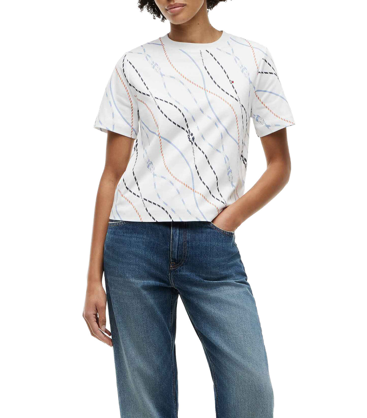 Women's Interlock Boxy Crew SS Neck Tee Multi Color Rope
