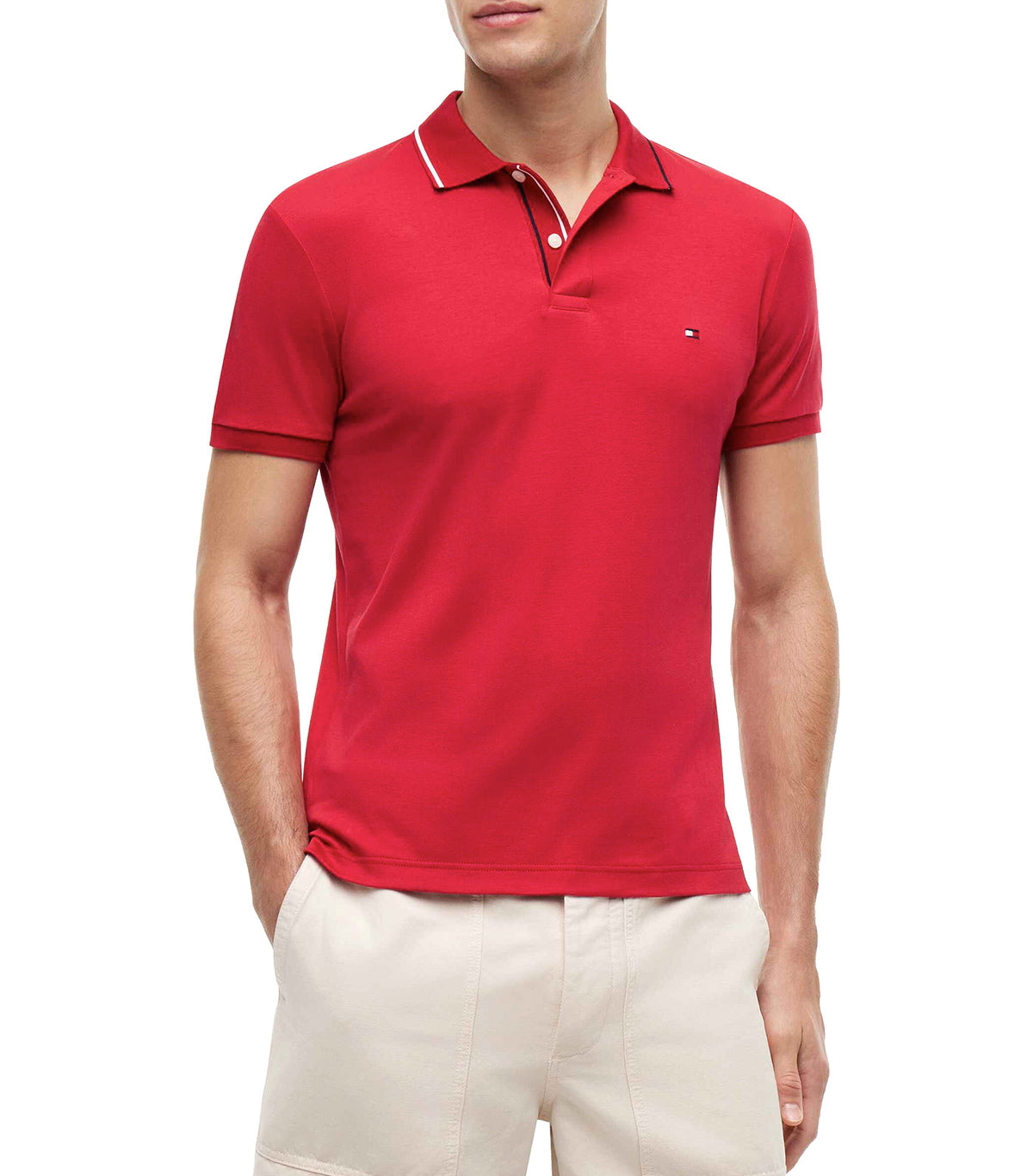 Men's Liquid Cotton Tipped Slim Polo Medium Red