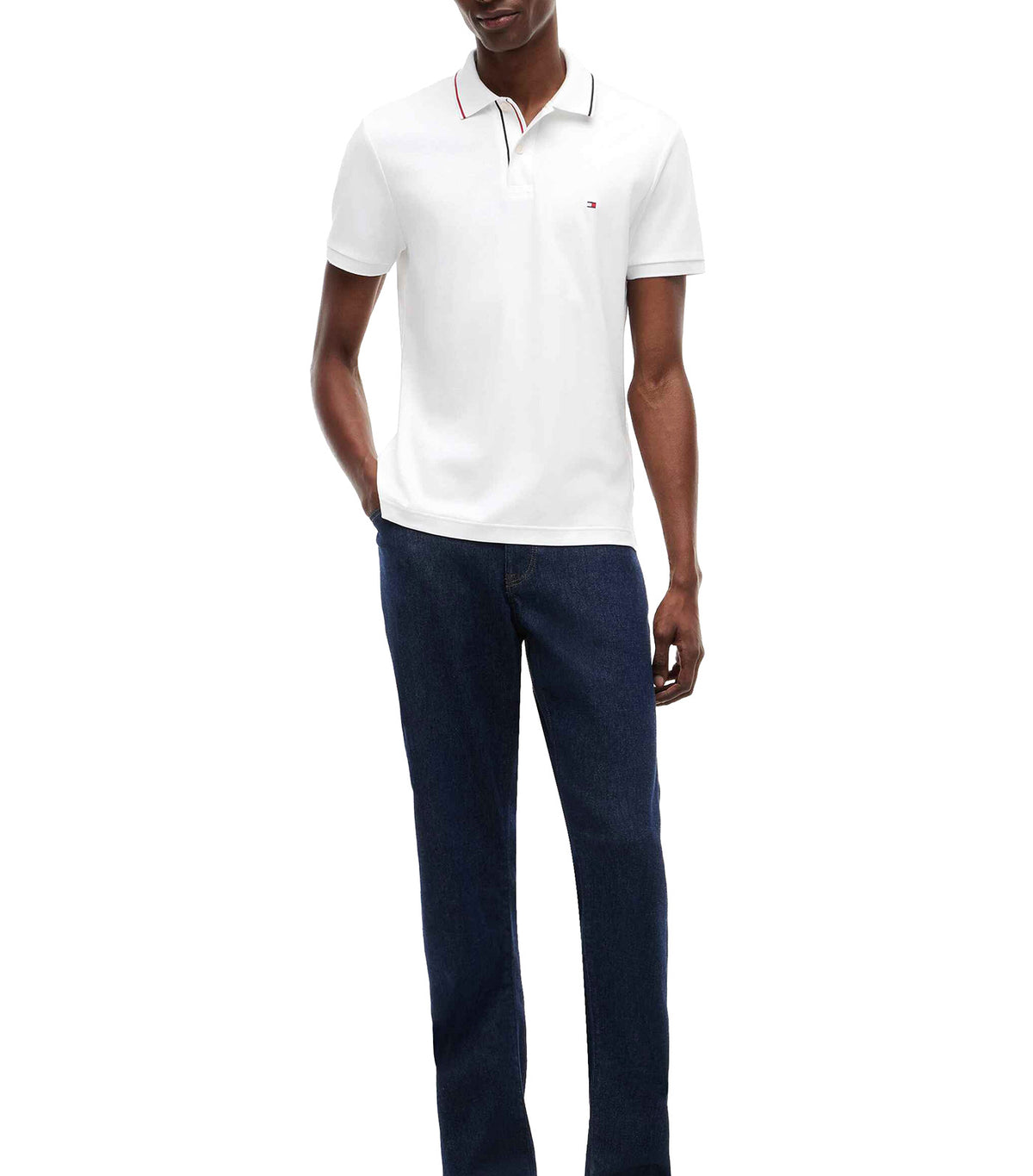 Men's Liquid Cotton Tipped Slim Polo White