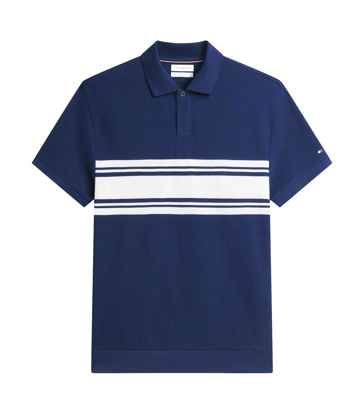 Men's Placed Breton Classic Fit Polo Carbon Navy