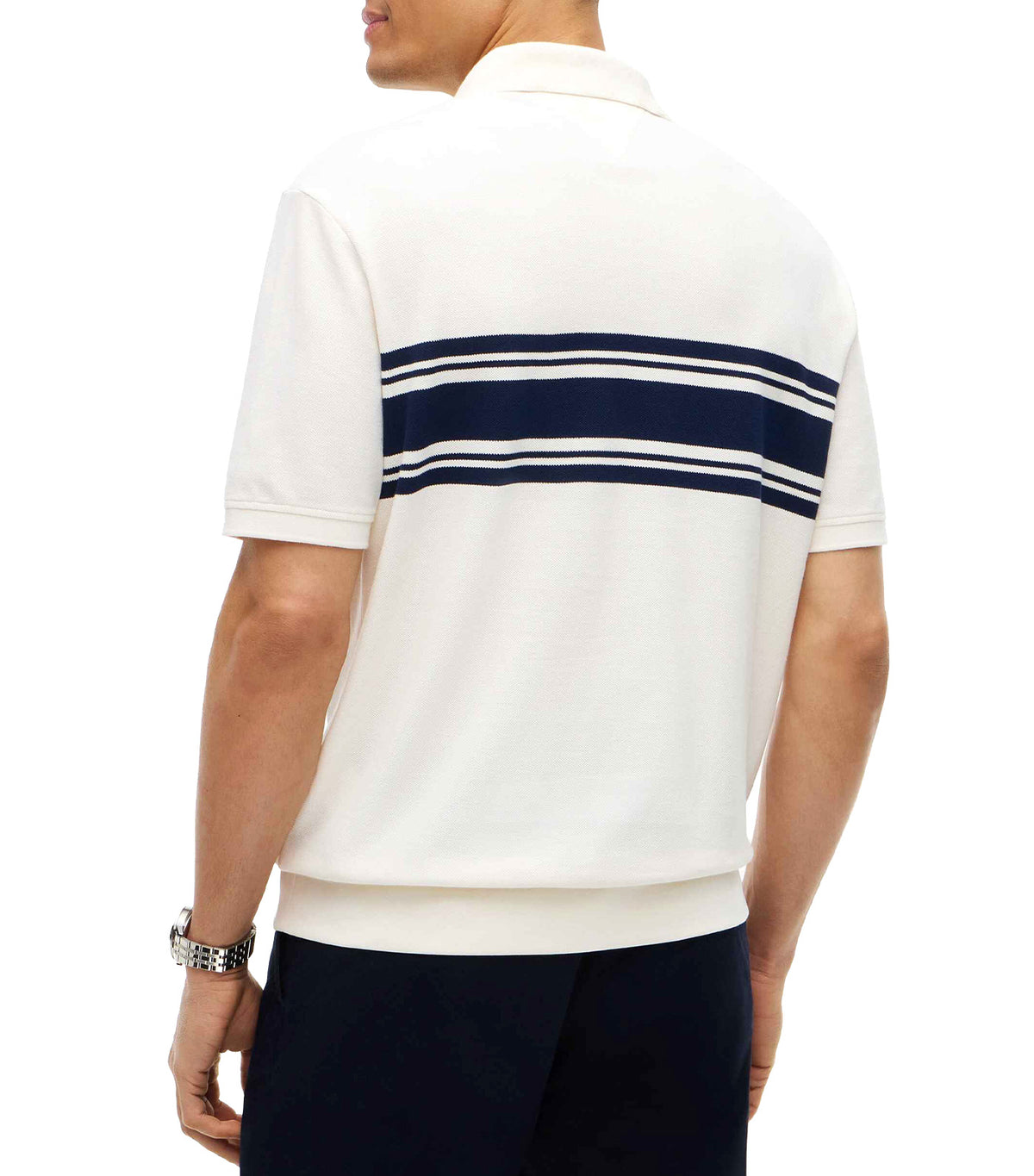Men's Placed Breton Classic Fit Polo Ivory Petal