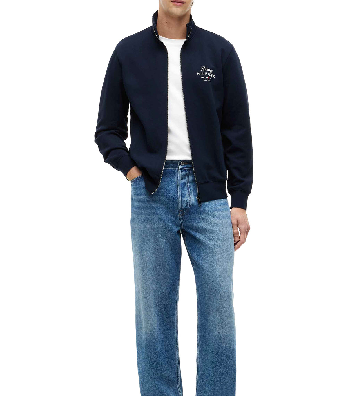 Men's Script Stack FZ Stand Collar Sweatshirt Desert Sky