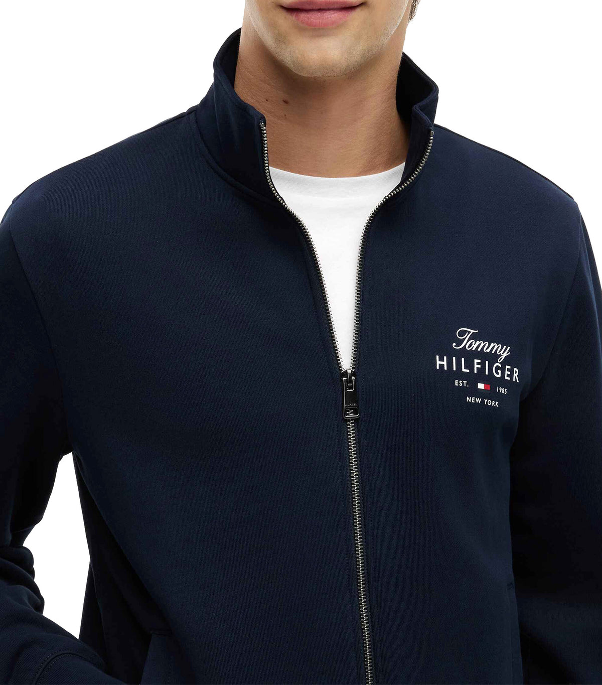 Men's Script Stack FZ Stand Collar Sweatshirt Desert Sky