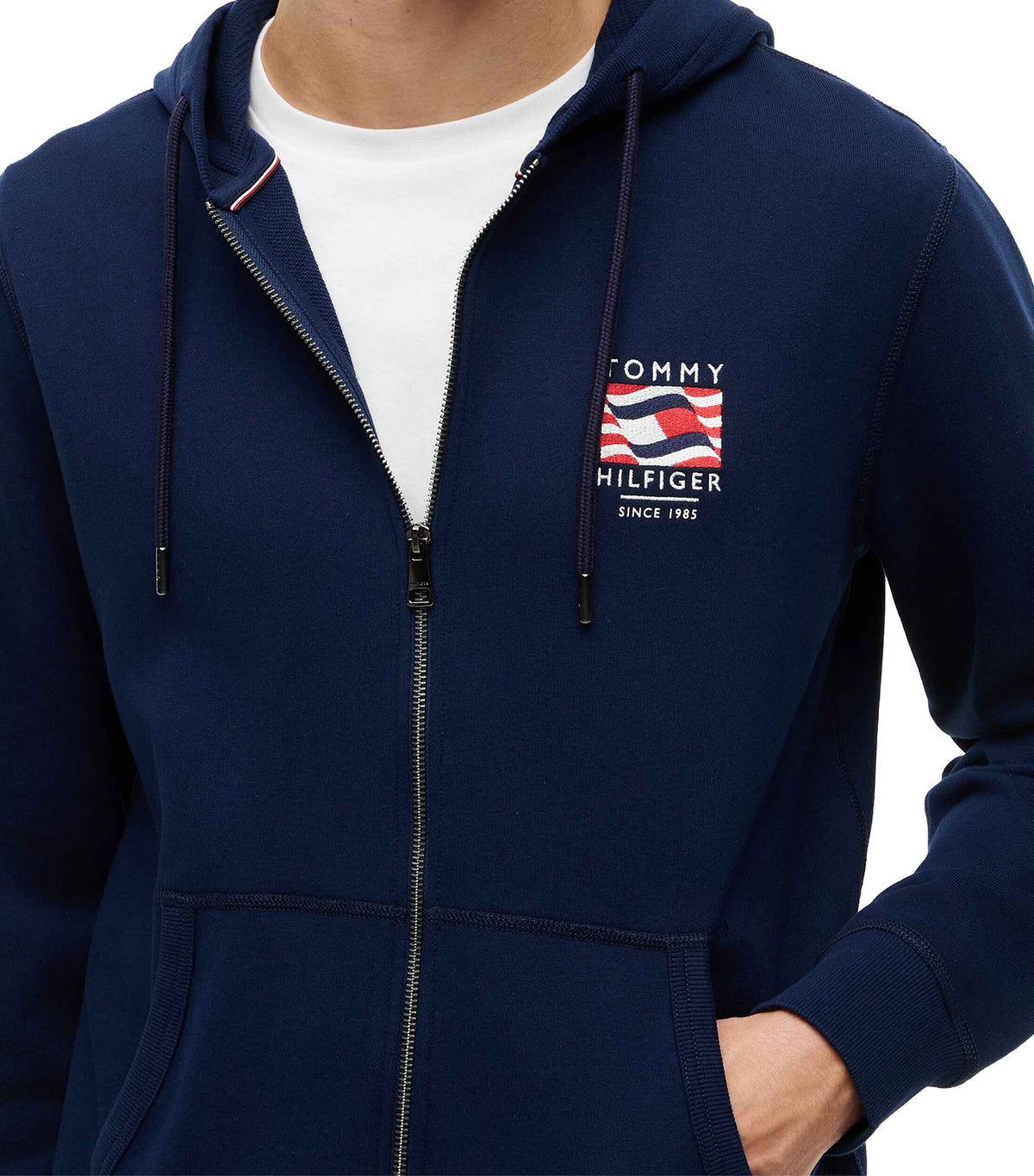 Men's RWB Box Flag Terry Zip-Thru Hoody Carbon Navy