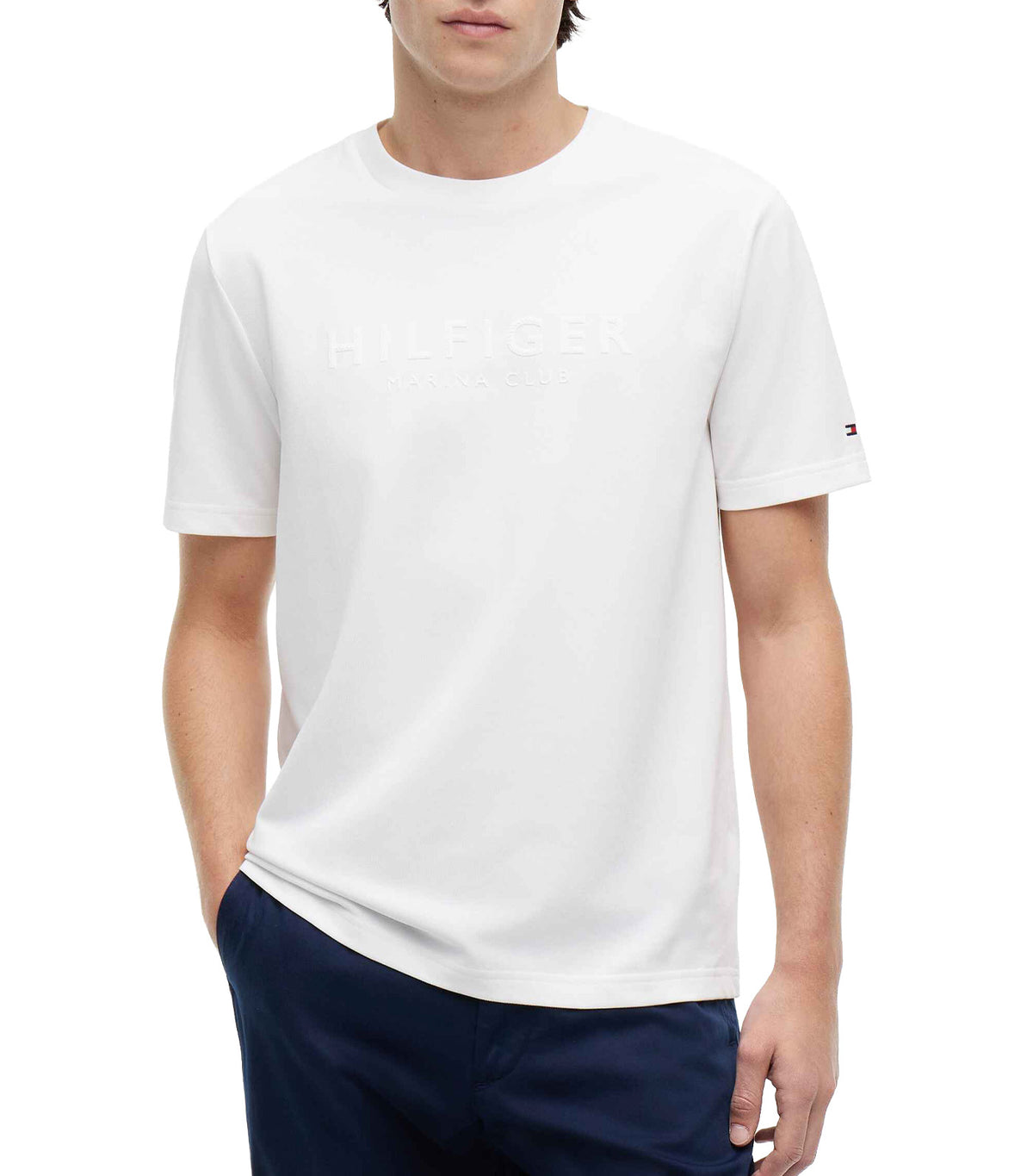 Men's Pique Interlock Embossed Tee White