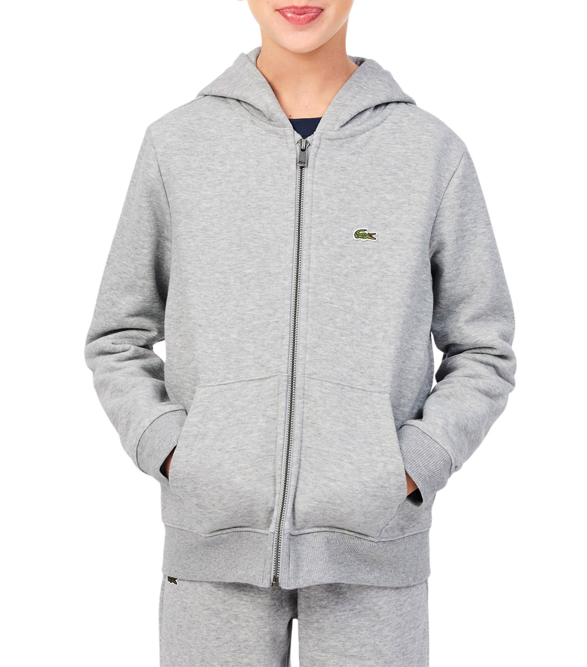 Unisex Brushed Fleece Zipped Sweatshirt Silver Chine