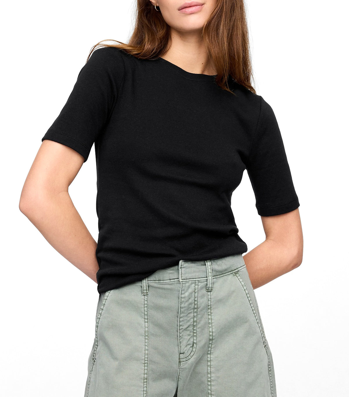 Modern Ribbed Crewneck T-Shirt Black