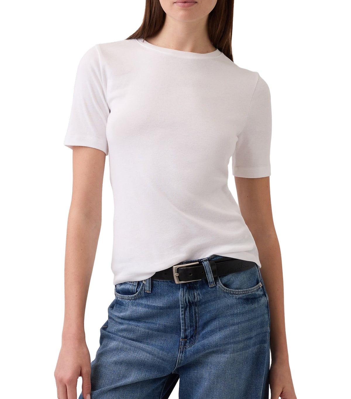 Modern Ribbed Crewneck T-Shirt New Off White
