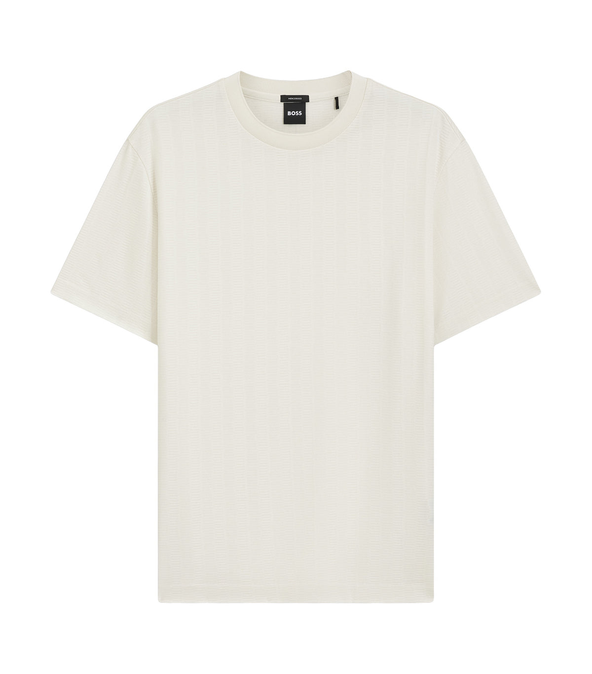 Regular-Fit T-Shirt in Cotton with Raised Jacquard Structure Off White
