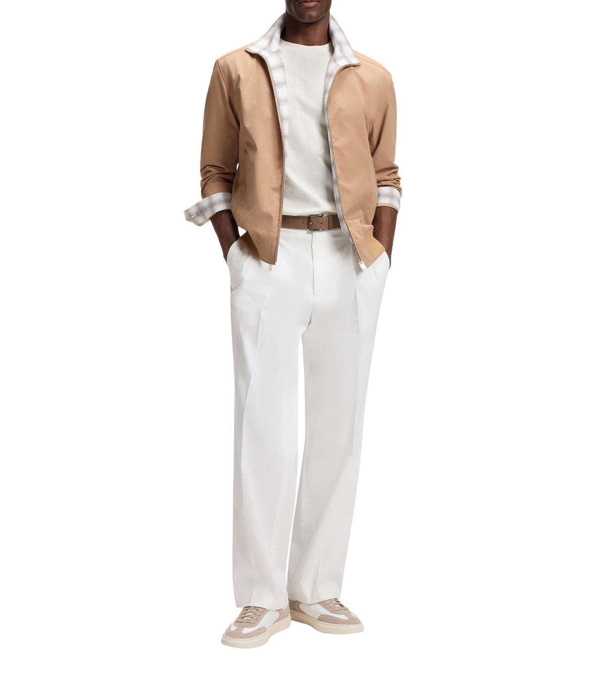 Regular-Fit T-Shirt in Cotton with Raised Jacquard Structure Off White