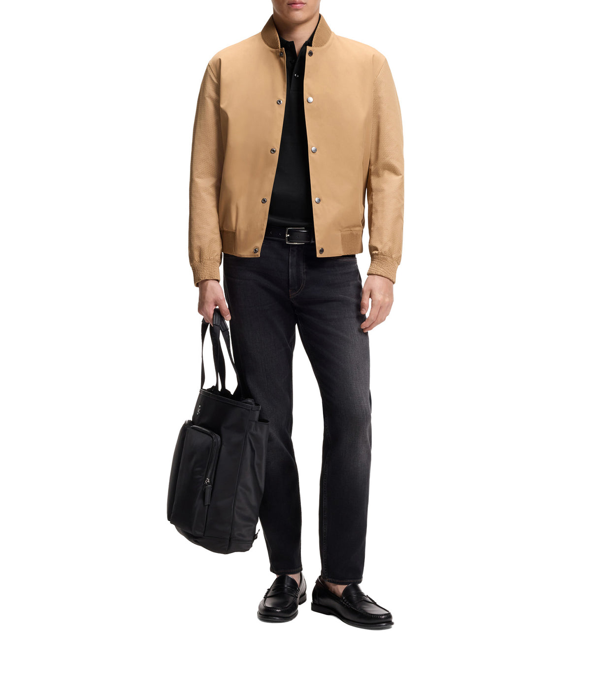 Slim-Fit Polo Shirt in Mercerised Cotton Black