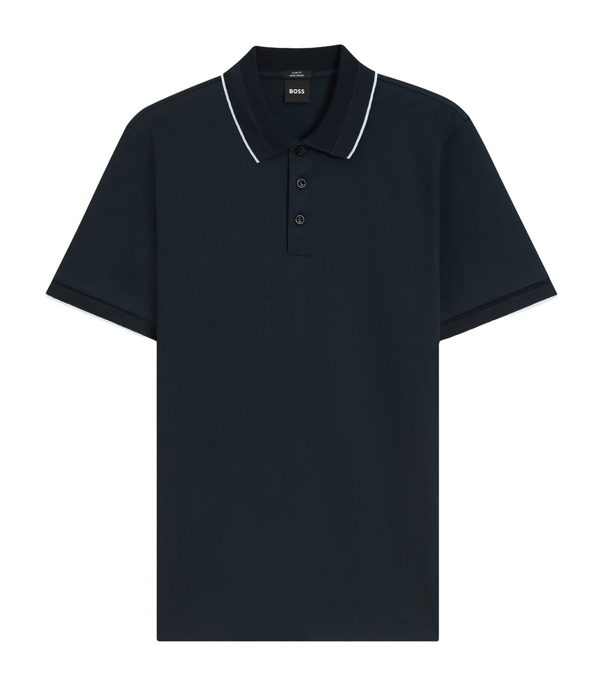 Slim-Fit Polo Shirt in Mercerised Cotton Dark Blue