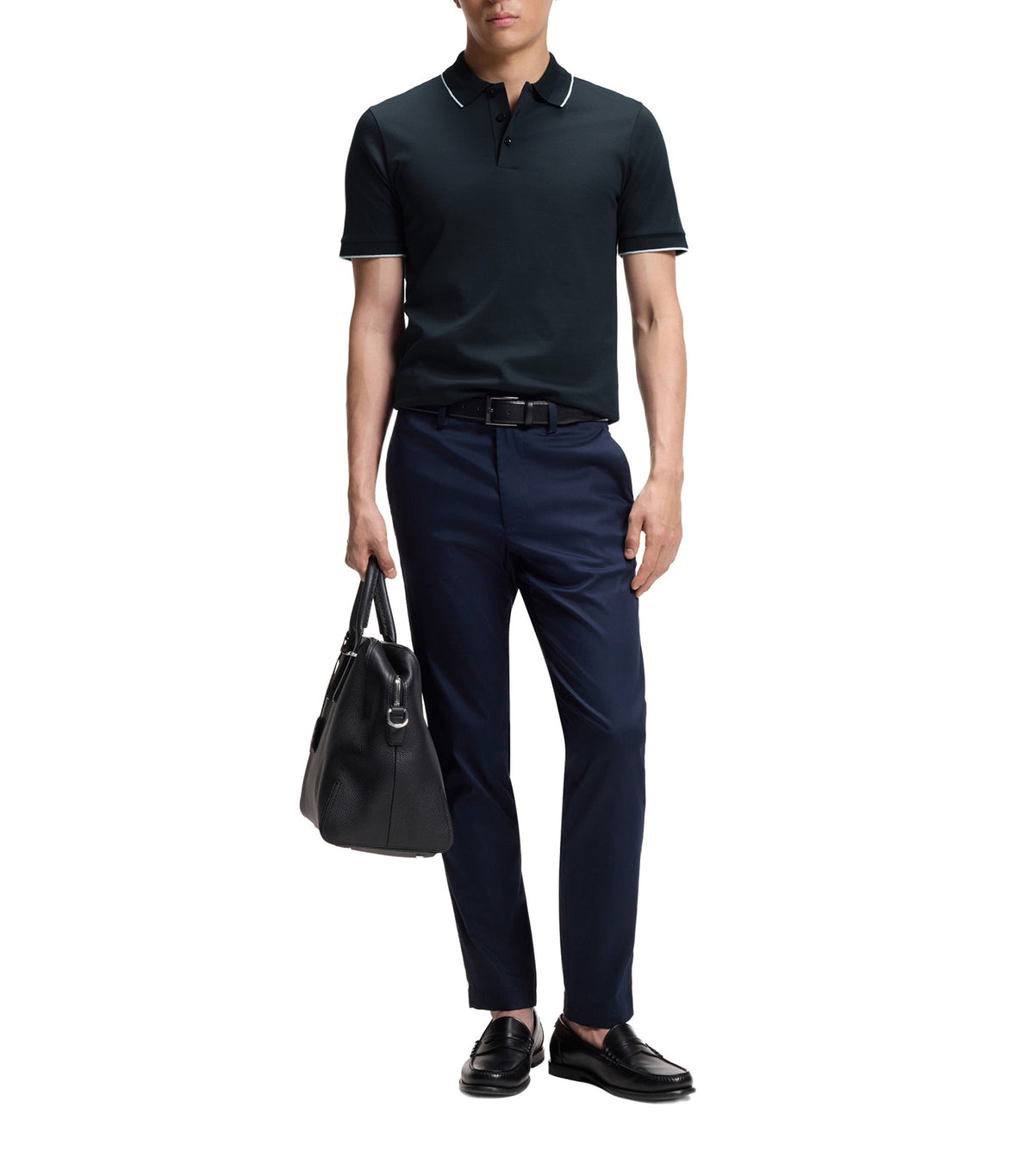 Slim-Fit Polo Shirt in Mercerised Cotton Dark Blue