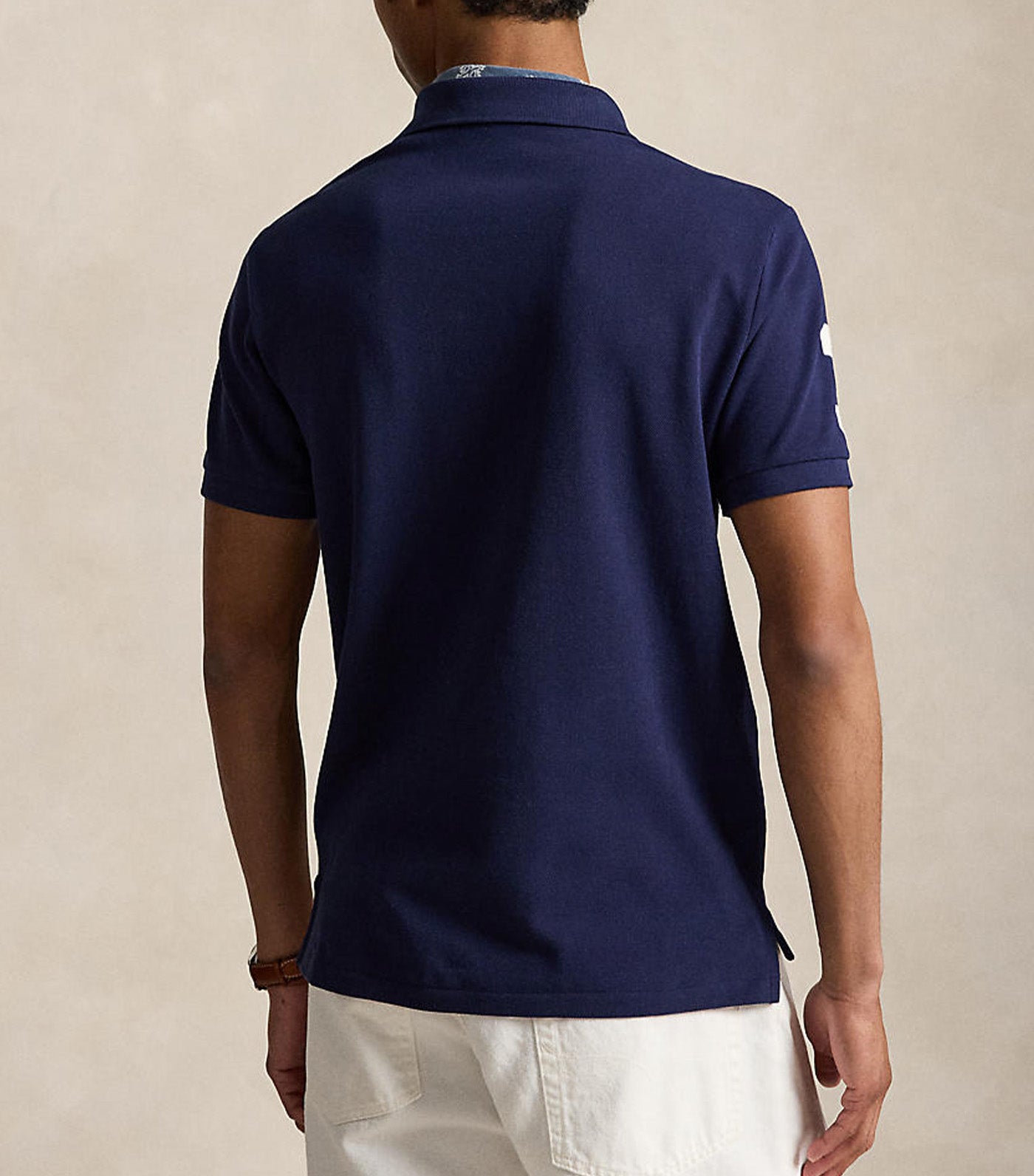 Men's Custom Slim Fit Big Pony Mesh Polo Shirt Navy