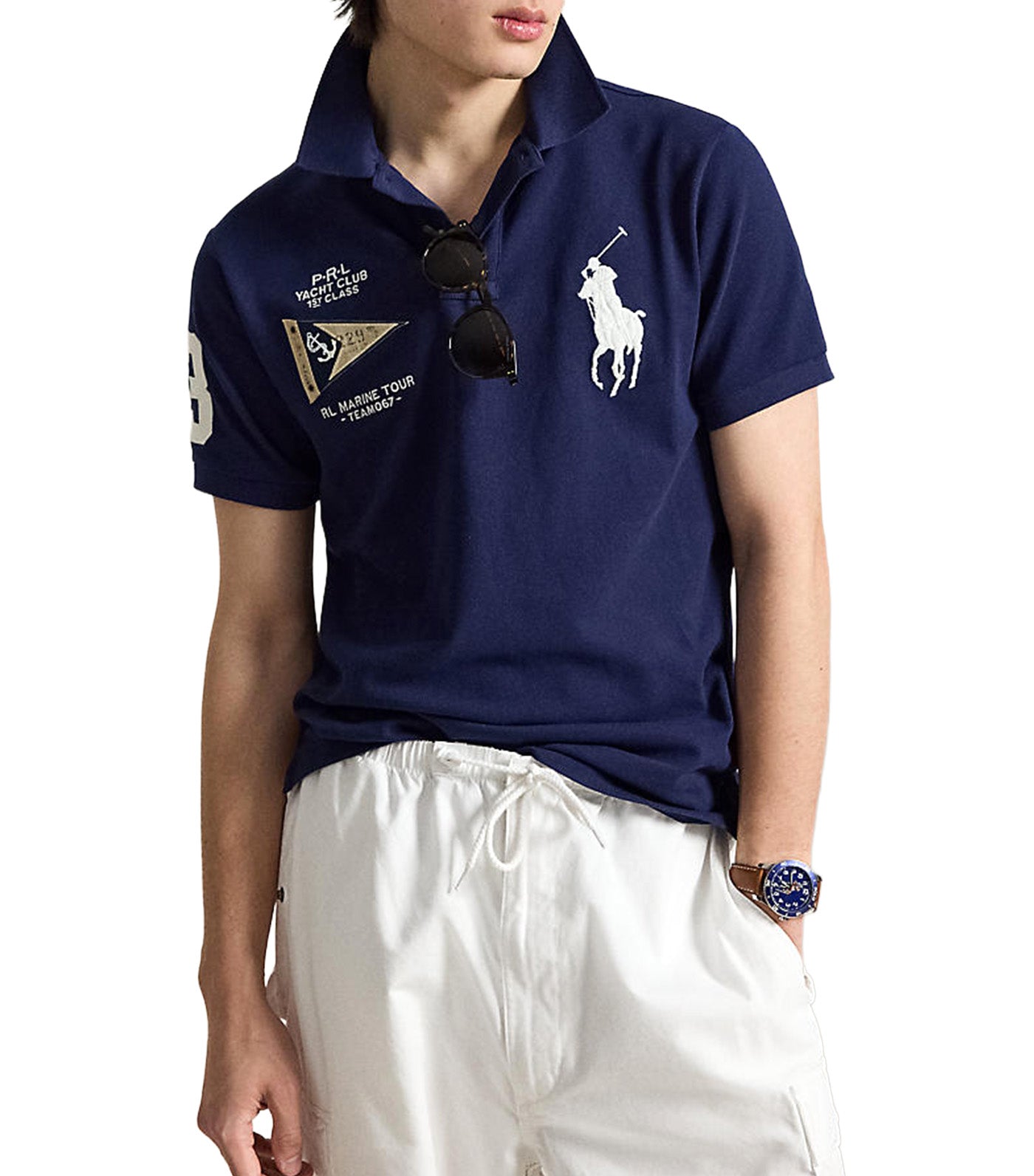 Men's Custom Slim Fit Big Pony Polo Shirt Navy