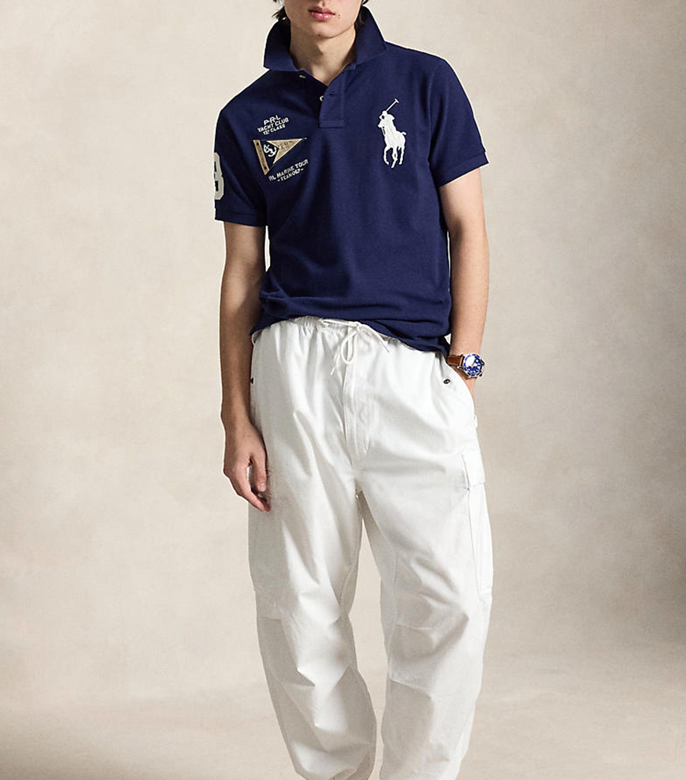 Men's Custom Slim Fit Big Pony Polo Shirt Navy