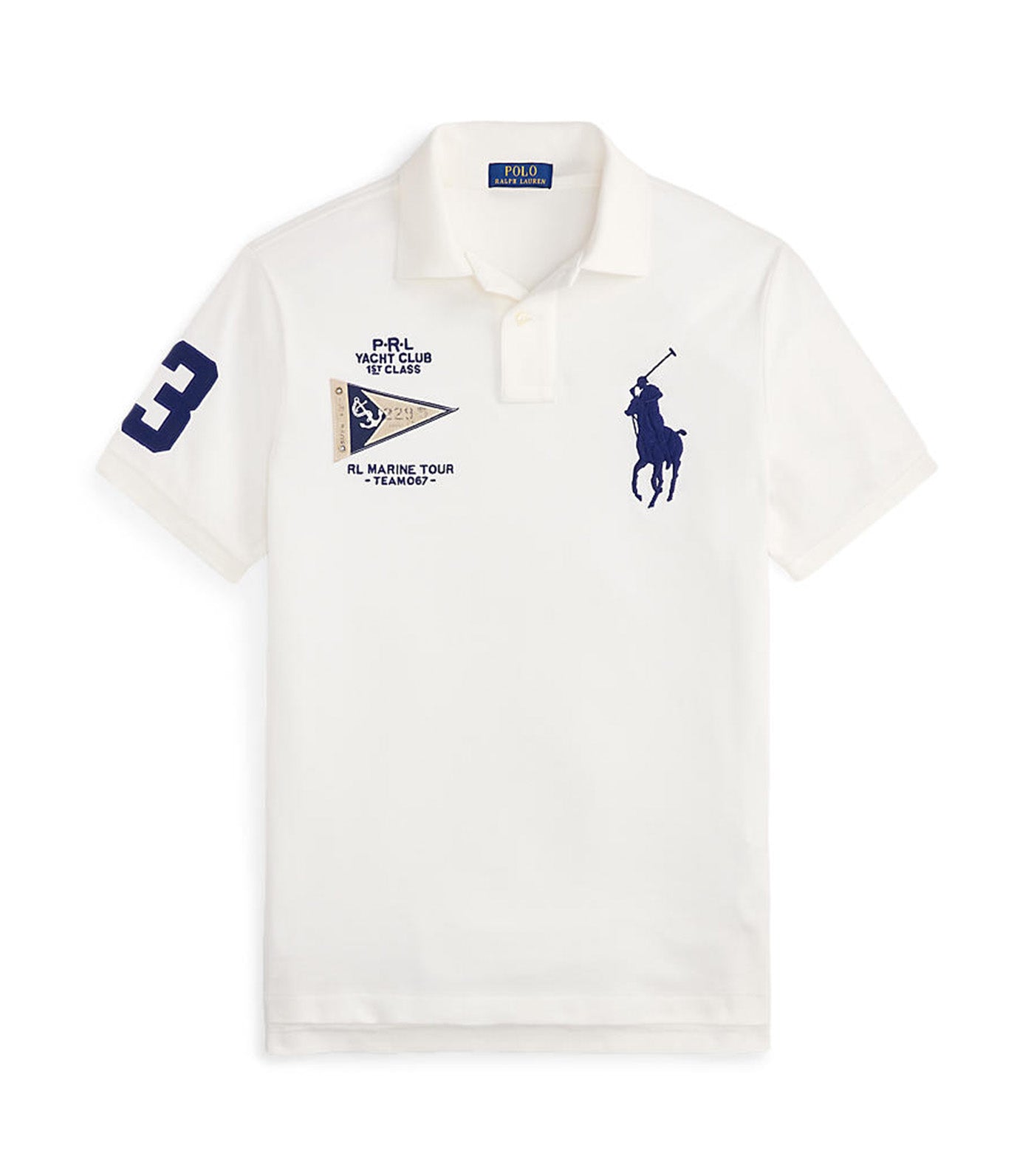 Men's Custom Slim Fit Big Pony Polo Shirt White
