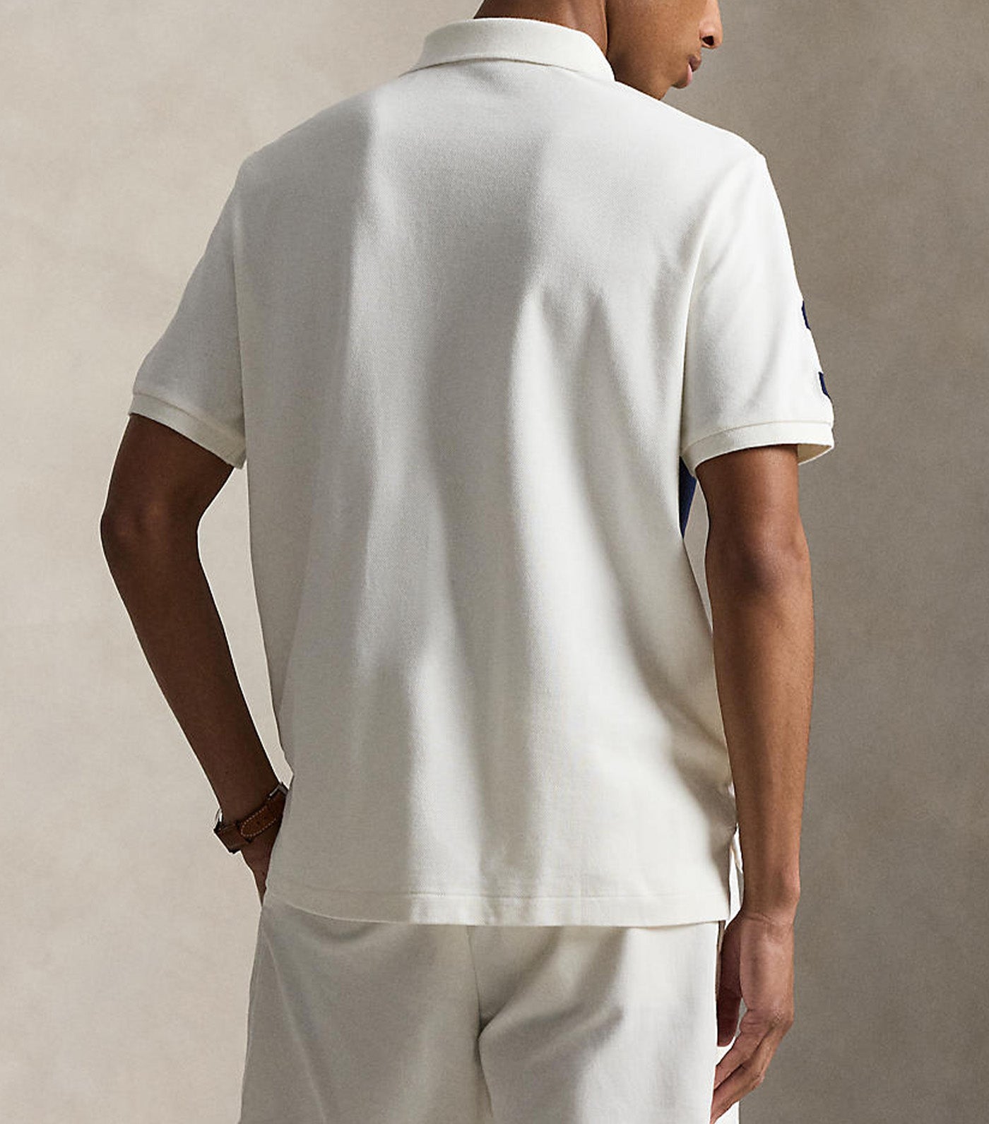Men's Custom Slim Fit Big Pony Mesh Polo Shirt Natural